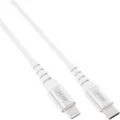 InLine USB-C Lightning-kabel, voor iPad,iPhone,zilver/alum. 2m MFi-gecertific.