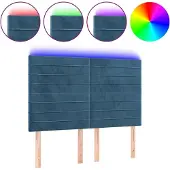 vidaXL Hoofdbord LED 144x5x118/128 cm fluweel donkerblauw