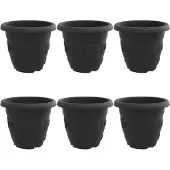vidaXL Ronde Bloempot 6 st Zwart Ø 34 x 28 cm Kunststof