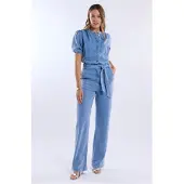 Freebird Dames Jumpsuits Dnm-tencell-26-1 - Lichtblauw - Maat M