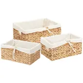 vidaXL Opbergmanden 3 pcs Naturel Waterhyacint