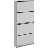 vidaXL Schoenenkast met spiegel 4-laags 63x17x134 cm grijs sonoma