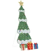vidaXL Verlichte Kerstboom met 3 Geschenkdozen 2D Warm Wit 210 cm