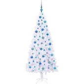 vidaXL Kunstkerstboom met 300 LED Wit 180 cm PVC en Staal