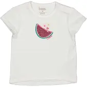 BESS T-shirt met pailletten wit Meisjes Katoen Ronde hals Printopdruk - maat 68
