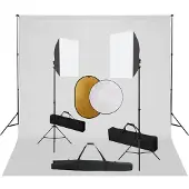 vidaXL Fotostudioset met softboxlampen, achtergrond en reflector
