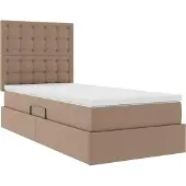 vidaXL Opbergbed met LED met opslag Cappuccino 90 x 190 cm Kunstleer