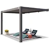 TOOLPORT Muurpergola 3x4 m in antraciet, met lamellendak in antraciet