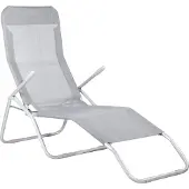 Springos Ligstoel | Ligbed | Verstelbaar | Ergonomische Vorm | Lichtgrijs