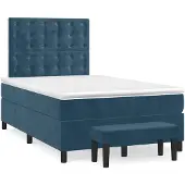 vidaXL Boxspring met matras fluweel donkerblauw 120x200 cm