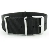 Kaiser Premium Black Nato strap 22mm - Horlogeband Zwart