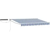 vidaXL Elektrisch Uitschuifbare Zonneluifel Blauw en Wit 3,5 x 2 m