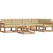 vidaXL Buiten bank set met kussen 6 pcs Natuurlijk en Beige