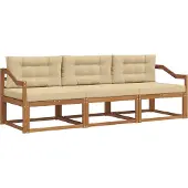 vidaXL Buiten bank set 3 st Natuurlijk en Beige