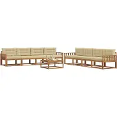 vidaXL Buiten bank set met kussen 9 pcs Natuurlijk en Beige