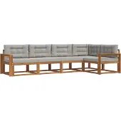 vidaXL Buiten bank set 5 st Naturel en lichtgrijs