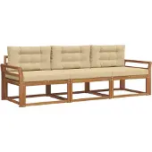 vidaXL Buiten bank set 3 st Natuurlijk en Beige