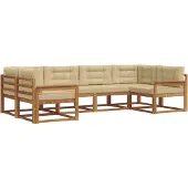 vidaXL Buiten bank set 6 st Natuurlijk en Beige
