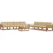 vidaXL Buiten bank set 9 st Natuurlijk en Beige