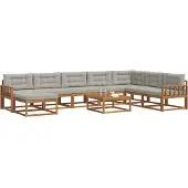 vidaXL Buiten bank set met kussen 9 pcs Natuurlijk en Licht Grijs