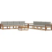 vidaXL Buiten bank set 9 st Natuurlijk en Licht Grijs