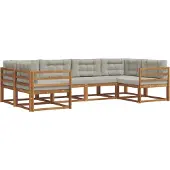 vidaXL Buiten bank set 6 st Natuurlijk en Licht Grijs