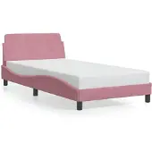 vidaXL Bedframe met hoofdeinde "Dover" 100x200 cm fluweel roze