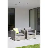 Vinci Wicker lounge fauteuil - tuinstoel- - antraciet - inclusief kussens
