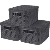 Curver Opbergboxen met deksel Style S - 6 liter - 3 stuks - Antraciet