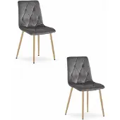 Leobert Set van 2 Eetkamerstoelen LIBRA Donkergrijs – Houtlook Metalen Poten, Modern Velvet Bekleding, Ergonomisch Design, Max. 120 kg