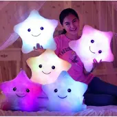 Halay Nachtlamp knuffel Ster wit kussen met LED verlichting 32cm Veilig nachtlampje
