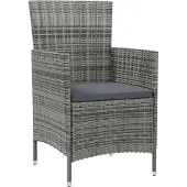vidaXL Tuinstoelen 4 st met kussens poly rattan grijs