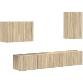 vidaXL Tv Wandkast Set 4 st Sonoma Eik Bewerkt hout