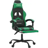 vidaXL Gamestoel met voetensteun kunstleer zwart en groen