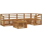 vidaXL Tuinset met 6 zitplaatsen, naturel kleur, polyester