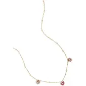 Yehwang Ketting met roze steentjes in hartjes