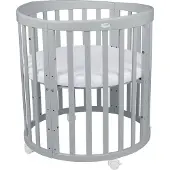 Waldin Multifunctioneel OVAAL 7 in 1 Babybed / peuterbed incl. matras - Grijs