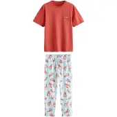 Next Pyjama lang lichtblauw / rood / wit