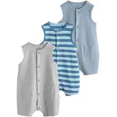 Next Rompertje/body blauw / opaal / pastelblauw / grijs