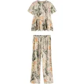 Next Pyjama 'Kew' geel / groen / poederroze / wit