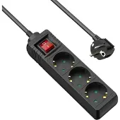 Allteq Stekkerdoos - zwart of wit - 1 tot15 meter - met schakelaar