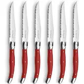 Laguiole Lou Laguiole Tradition steakmessen in blok - 6 stuks - rood