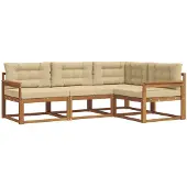 vidaXL Buiten bank set 4 st Natuurlijk en Beige