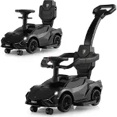 Coast Lamborghini Loopauto – 3-in-1 Functie & Incl. Duwstang – max. 25 kg – 95 x 44 x 85 cm – Roze