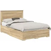 vidaXL Bedframe met lade Sonoma Eik 120 x 200 cm Bewerkt hout