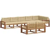 vidaXL Buiten bank set 8 st Natuurlijk en Beige