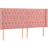 vidaXL Hoofdbord met randen 183x16x118/128 cm fluweel roze