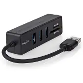 Nedis USB hub USB A mannelijk 3x USB A vrouwelijk - 5-poorts poort(en), USB 3.2 Gen 1, voeding via USB, 5 Gbps, SD & MicroSD