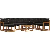 vidaXL Buiten bank set 9 st Naturel en Zwart