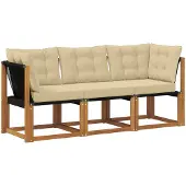 vidaXL 3 st Outdoor Midden- en Hoekbank Naturel